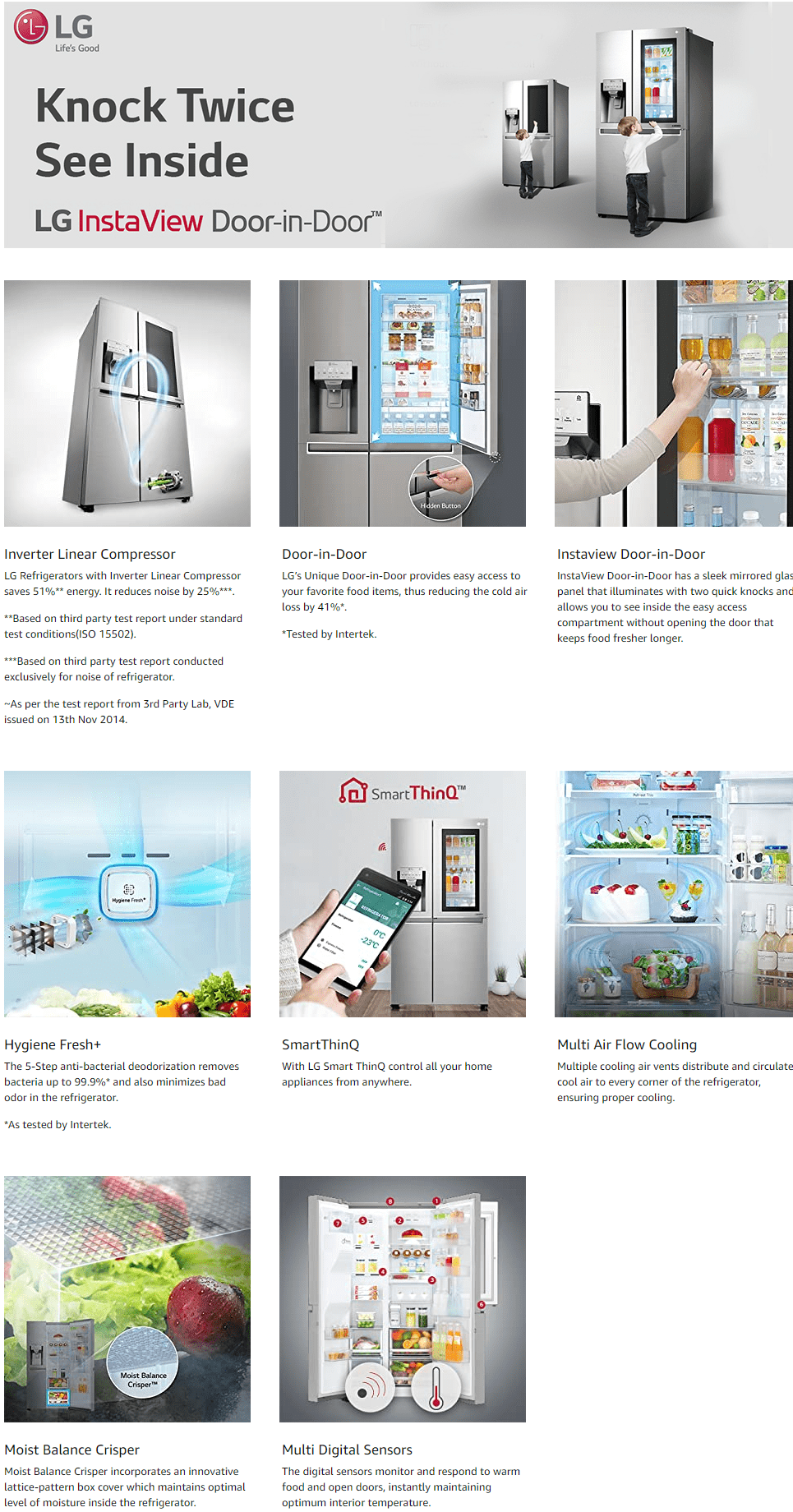 LG 687 L InstaView Door-in-Door inverter linear Side-by-Side Refrigerator (GC-Q247CSBV, LG ThinQ)