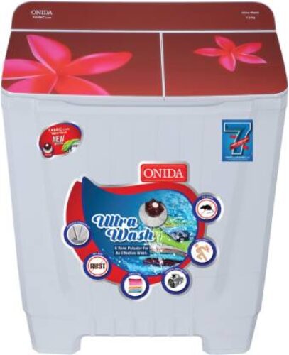Onida 7.2 kg Ultra Wash, Hydraulic Designer Glass Lid Semi Automatic Top Load Washing Machine (S72GS)